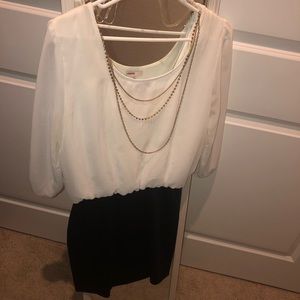 Long sleeve white and black dress